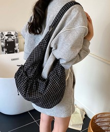 アウトポケットチェック柄ショルダーバッグ/トートバッグ