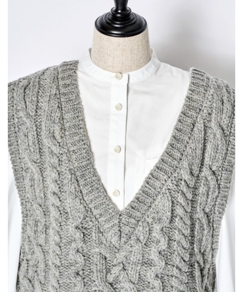 RUMCHE(ラムシェ)の「Shirt Docking Asymmetry Knit / シャツドッキングアシンメトリーニット(ニット/セーター・レディース・ライトグレー/ブラック/オフホワイト・FREE)」の17枚目の写真