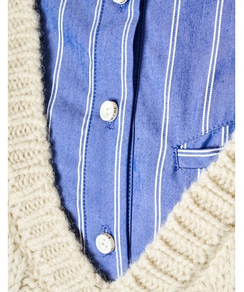 RUMCHE(ラムシェ)の「Shirt Docking Asymmetry Knit / シャツドッキングアシンメトリーニット(ニット/セーター・レディース・ライトグレー/ブラック/オフホワイト・FREE)」の11枚目の写真
