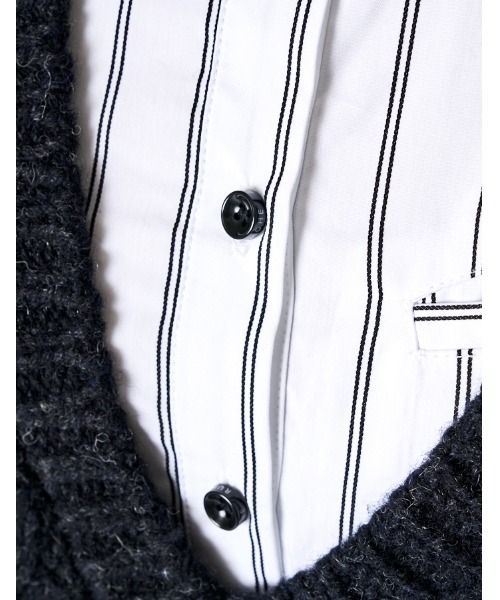 RUMCHE(ラムシェ)の「Shirt Docking Asymmetry Knit / シャツドッキングアシンメトリーニット(ニット/セーター・レディース・ライトグレー/ブラック/オフホワイト・FREE)」の4枚目の写真