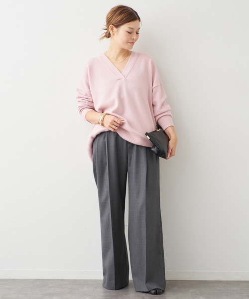 【定価3.8万✨】ドゥーズィエムクラス　BoucleVネックプルオーバー　グレー Enchant wide パンツ（スラックス）｜Deuxieme Classe（ドゥーズィエム