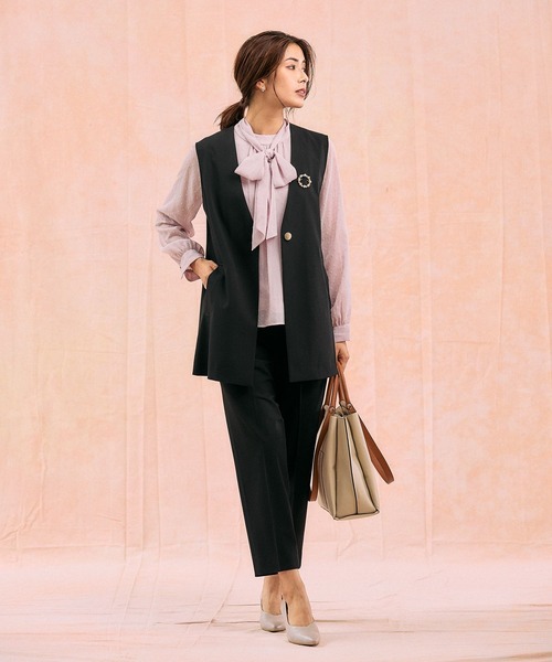 GLOBAL WORK（グローバルワーク）の「ウツクシルエットテーパードパンツ/581006（スラックス・レディース・チャコール/モカ/ネイビー/ブラック/ライトベージュ/サックスブルー・X-SMALL/SMALL/MEDIUM/LARGE/X-LARGE/XX-LARGE/S-Long/M-Long/L-Long/XL-Long）」の11枚目の写真