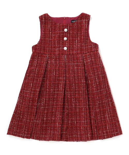 BeBe（ベベ）の「【お揃い】エタンセルラメツイードプリーツジャンパースカート（ワンピース・キッズ・ブルー系その他2/レッド系その他・100cm/140cm/150cm/120cm/130cm/110cm）」の6枚目の写真