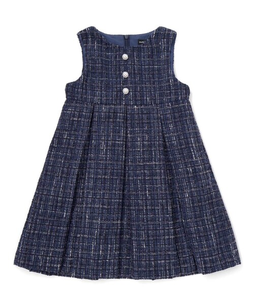 BeBe（ベベ）の「【お揃い】エタンセルラメツイードプリーツジャンパースカート（ワンピース・キッズ・ブルー系その他2/レッド系その他・100cm/140cm/150cm/120cm/130cm/110cm）」の9枚目の写真