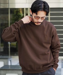 裏起毛 ワンポイント刺繍 クルーネック スウェット トレーナー