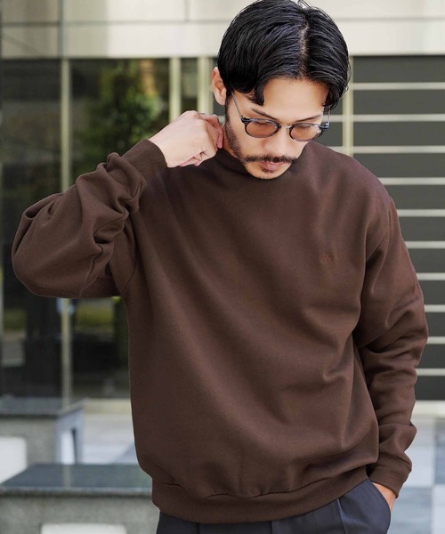 jiggys shop（ジギーズショップ）の「裏起毛 ワンポイント刺繍 クルーネック スウェット トレーナー（スウェット・メンズ・ホワイト/ネイビー/ブラウン/グレー/ブラック・MEDIUM/LARGE/X-LARGE）」の4枚目の写真