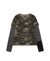 AAKAM | Camouflage layered Long Sleeve (Khaki)(Tシャツ/カットソー)
