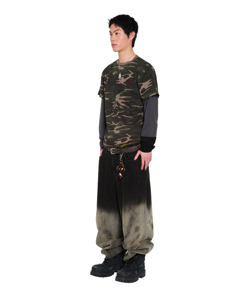 AAKAM(アーカム)の「Camouflage layered Long Sleeve (Khaki)(Tシャツ/カットソー・レディース・その他・1/2)」の2枚目の写真