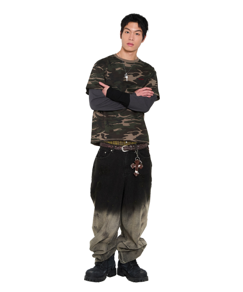 AAKAM(アーカム)の「Camouflage layered Long Sleeve (Khaki)(Tシャツ/カットソー・レディース・その他・1/2)」の5枚目の写真