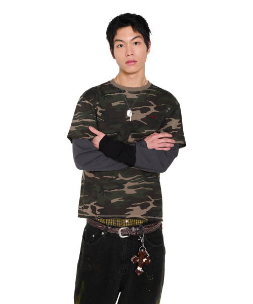 AAKAM(アーカム)の「Camouflage layered Long Sleeve (Khaki)(Tシャツ/カットソー・レディース・その他・1/2)」の6枚目の写真