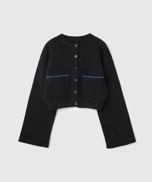 VICKY（ビッキー）の「アルパカタッチダブルフェイスニットカーディガン≪手洗い可能≫（カーディガン/ボレロ・レディース・ブラック/ダークグレー・M）」の6枚目の写真