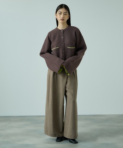 VICKY（ビッキー）の「アルパカタッチダブルフェイスニットカーディガン≪手洗い可能≫（カーディガン/ボレロ・レディース・ブラック/ダークグレー・M）」の8枚目の写真