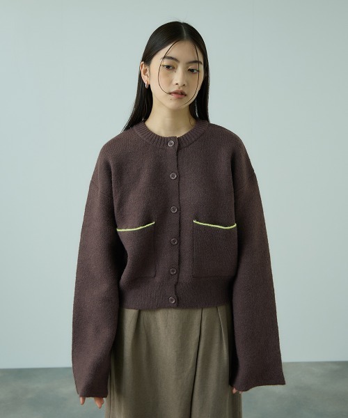 VICKY（ビッキー）の「アルパカタッチダブルフェイスニットカーディガン≪手洗い可能≫（カーディガン/ボレロ・レディース・ブラック/ダークグレー・M）」の11枚目の写真