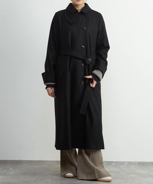 クリーニング済 Soffittoカシミヤコート 圧縮メルトンスタンドカラーコート SOFFITTO｜【定番アレンジ】圧縮メルトンスタンドカラーコート