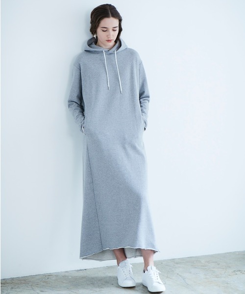 ROYAL FLASH（ロイヤルフラッシュ）の「KALNA/カルナ/裏毛コットンフードワンピース（ワンピース・レディース・ブラック/グレー・38）」の2枚目の写真
