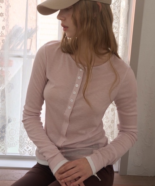 Birthday room（バースデイルーム）の「バイカラーシアーリブカーディガン/Two-tone sheer rib cardigan（カーディガン/ボレロ・レディース・チャコールグレー/イエロー/ピンク・FREE）」の3枚目の写真