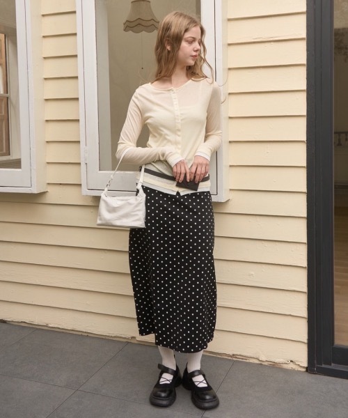 Birthday room（バースデイルーム）の「バイカラーシアーリブカーディガン/Two-tone sheer rib cardigan（カーディガン/ボレロ・レディース・チャコールグレー/イエロー/ピンク・FREE）」の11枚目の写真