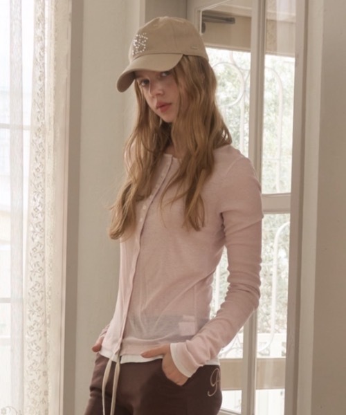 Birthday room（バースデイルーム）の「バイカラーシアーリブカーディガン/Two-tone sheer rib cardigan（カーディガン/ボレロ・レディース・チャコールグレー/イエロー/ピンク・FREE）」の16枚目の写真