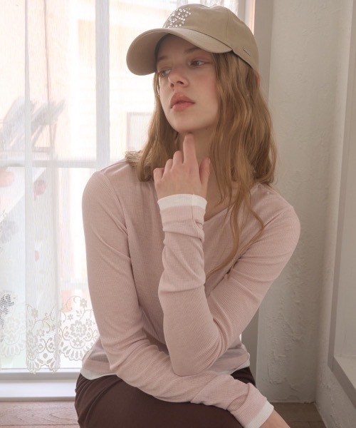 Birthday room（バースデイルーム）の「バイカラーシアーリブカーディガン/Two-tone sheer rib cardigan（カーディガン/ボレロ・レディース・チャコールグレー/イエロー/ピンク・FREE）」の12枚目の写真