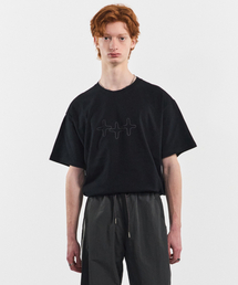 ラインアートグラフィック半袖Tシャツ[ブラック]