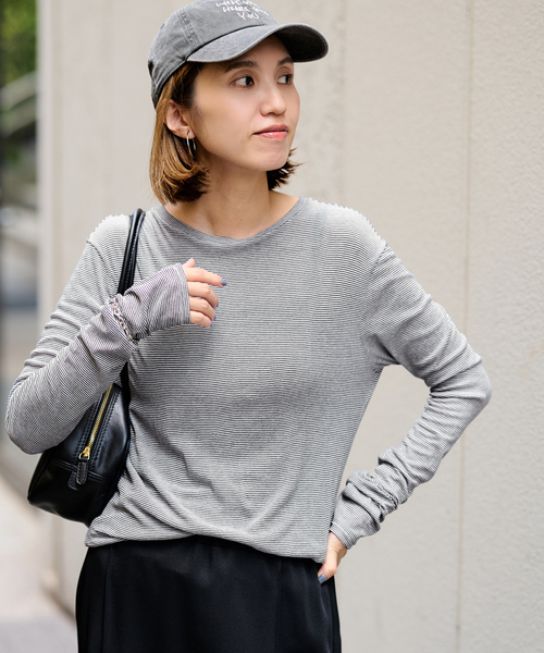 FRAMeWORK（フレームワーク）の「≪追加≫HTシアーロングTee NEW 2（Tシャツ/カットソー・レディース・スカイブルー/ブラック系その他/ホワイト/イエロー・FREE）」の6枚目の写真