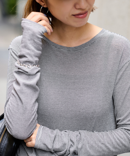 FRAMeWORK（フレームワーク）の「≪追加≫HTシアーロングTee NEW 2（Tシャツ/カットソー・レディース・スカイブルー/ブラック系その他/ホワイト/イエロー・FREE）」の9枚目の写真