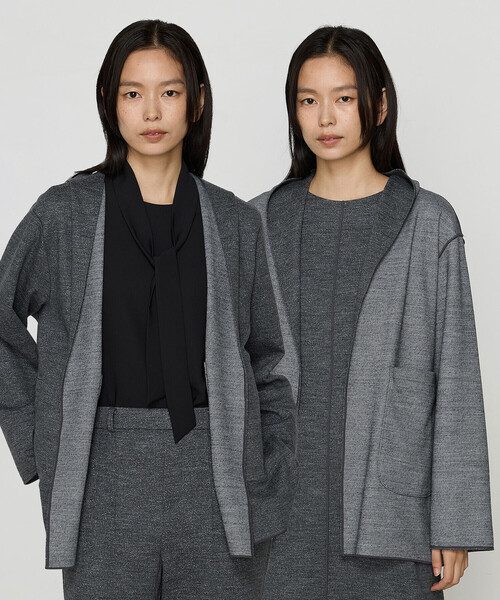 COMME CA（コムサ）の「〔 Sサイズ 〕リバーシブル ウールリバーツイード調 リバー羽織り（その他アウター・レディース・ブラック/トップグレー・5号）」の4枚目の写真