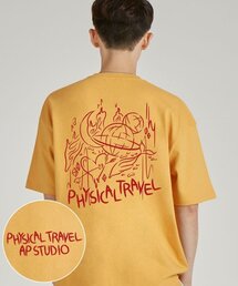 ホワイトフィジカルトラベルラウンドネック15番手コットン半袖Tシャツ_チェダー