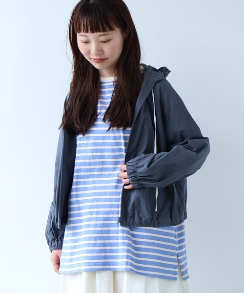 bulle de savon（ビュルデサボン）の「コットン/キュプラ 高密度ブロード hoodie ブルゾン（ブルゾン・レディース・アイボリー/ピンク/チャコールグレー・FREE）」の2枚目の写真