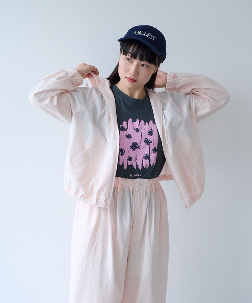 bulle de savon（ビュルデサボン）の「コットン/キュプラ 高密度ブロード hoodie ブルゾン（ブルゾン・レディース・アイボリー/ピンク・FREE）」の5枚目の写真