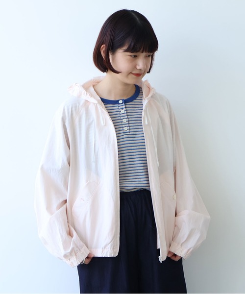 bulle de savon（ビュルデサボン）の「コットン/キュプラ 高密度ブロード hoodie ブルゾン（ブルゾン・レディース・アイボリー/ピンク・FREE）」の19枚目の写真