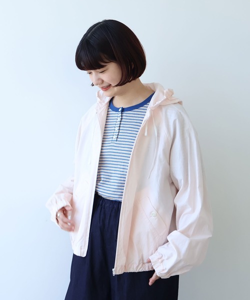 bulle de savon（ビュルデサボン）の「コットン/キュプラ 高密度ブロード hoodie ブルゾン（ブルゾン・レディース・アイボリー/ピンク・FREE）」の17枚目の写真