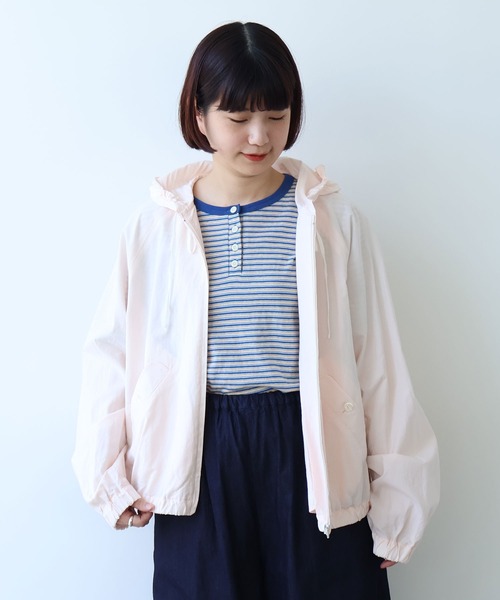 bulle de savon（ビュルデサボン）の「コットン/キュプラ 高密度ブロード hoodie ブルゾン（ブルゾン・レディース・アイボリー/ピンク・FREE）」の18枚目の写真