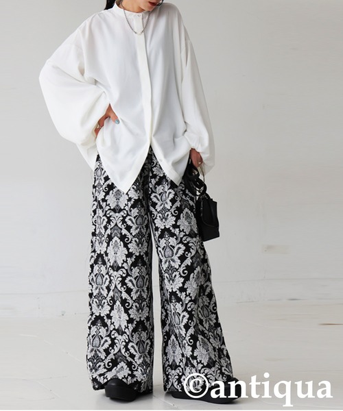 antiqua(アンティカ)の「大柄 ジャガード ワイドパンツ(その他パンツ・レディース・ブラック/マルチ・MEDIUM/LARGE)」の19枚目の写真