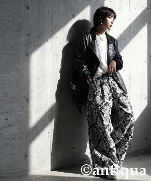 antiqua(アンティカ)の「大柄 ジャガード ワイドパンツ(その他パンツ・レディース・ブラック/マルチ・MEDIUM/LARGE)」の13枚目の写真