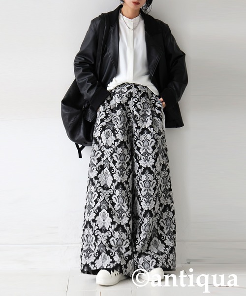 antiqua(アンティカ)の「大柄 ジャガード ワイドパンツ(その他パンツ・レディース・ブラック/マルチ・MEDIUM/LARGE)」の12枚目の写真