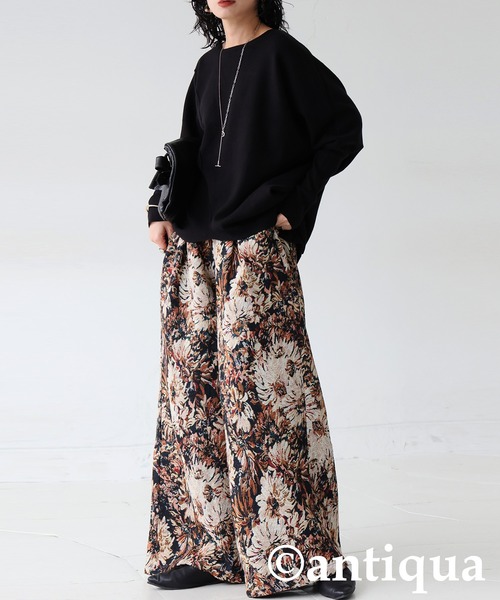 antiqua(アンティカ)の「大柄 ジャガード ワイドパンツ(その他パンツ・レディース・ブラック/マルチ・MEDIUM/LARGE)」の11枚目の写真