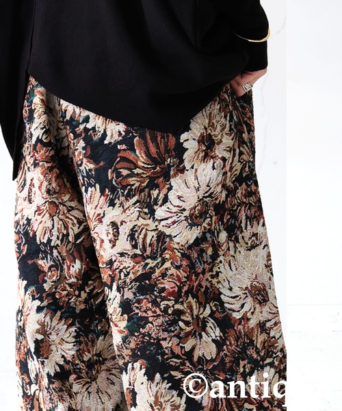 antiqua(アンティカ)の「大柄 ジャガード ワイドパンツ(その他パンツ・レディース・ブラック/マルチ・MEDIUM/LARGE)」の9枚目の写真