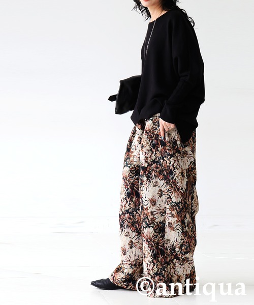 antiqua(アンティカ)の「大柄 ジャガード ワイドパンツ(その他パンツ・レディース・ブラック/マルチ・MEDIUM/LARGE)」の17枚目の写真