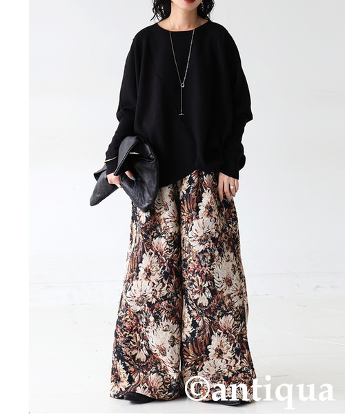 antiqua(アンティカ)の「大柄 ジャガード ワイドパンツ(その他パンツ・レディース・ブラック/マルチ・MEDIUM/LARGE)」の16枚目の写真