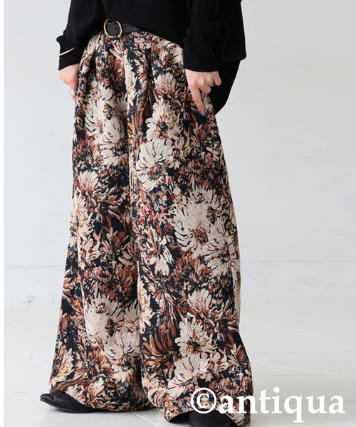 antiqua(アンティカ)の「大柄 ジャガード ワイドパンツ(その他パンツ・レディース・ブラック/マルチ・MEDIUM/LARGE)」の15枚目の写真