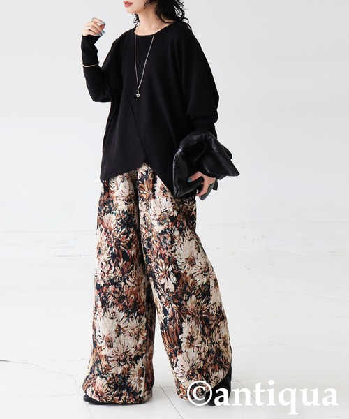 antiqua(アンティカ)の「大柄 ジャガード ワイドパンツ(その他パンツ・レディース・ブラック/マルチ・MEDIUM/LARGE)」の14枚目の写真