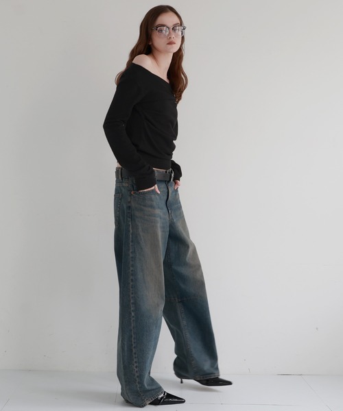 Mili affinity（ミリアフィニティー）の「ドレープオフショルニットトップス（ニット/セーター・レディース・ブラック/アイボリー/ブラウン/杢グレー・FREE）」の11枚目の写真