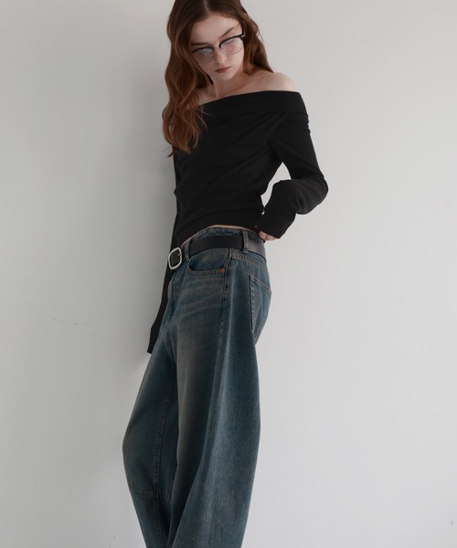 Mili affinity（ミリアフィニティー）の「ドレープオフショルニットトップス（ニット/セーター・レディース・ブラック/アイボリー/ブラウン/杢グレー・FREE）」の12枚目の写真