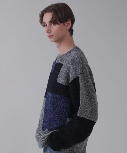 BROWNY（ブラウニー）の「BROWNY/ベロアモールカラーブロックプルオーバー（ニット/セーター・メンズ・チャコールグレー/グレー・MEDIUM/LARGE）」の11枚目の写真