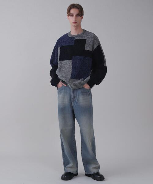 BROWNY（ブラウニー）の「BROWNY/ベロアモールカラーブロックプルオーバー（ニット/セーター・メンズ・チャコールグレー/グレー・MEDIUM/LARGE）」の14枚目の写真