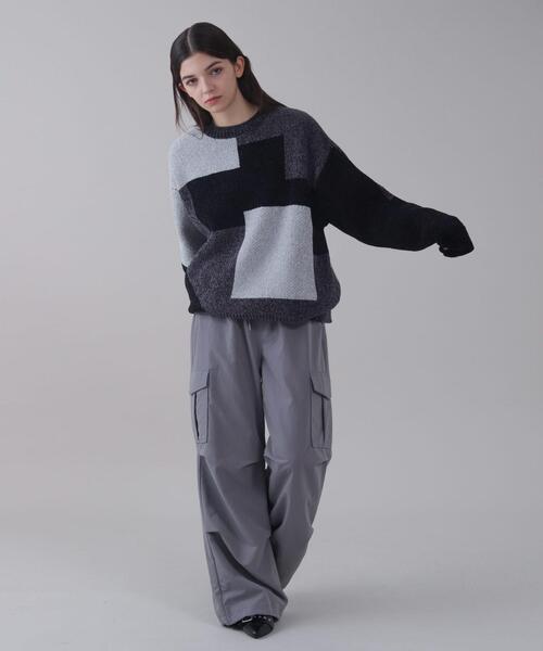 BROWNY（ブラウニー）の「BROWNY/ベロアモールカラーブロックプルオーバー（ニット/セーター・メンズ・チャコールグレー/グレー・MEDIUM/LARGE）」の5枚目の写真