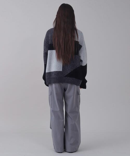 BROWNY（ブラウニー）の「BROWNY/ベロアモールカラーブロックプルオーバー（ニット/セーター・メンズ・チャコールグレー/グレー・MEDIUM/LARGE）」の7枚目の写真