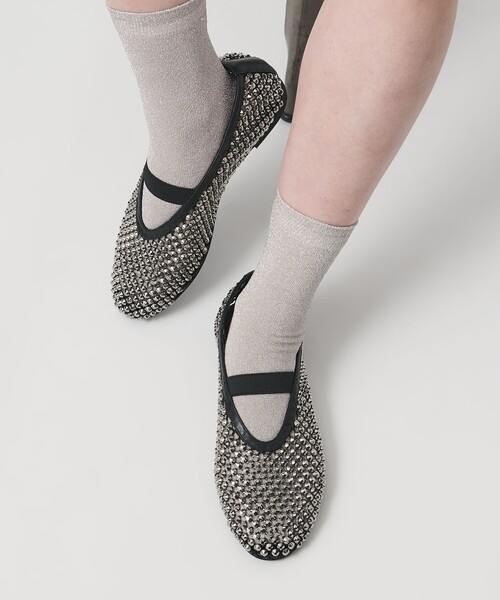 UNITED ARROWS（ユナイテッドアローズ）の「メッシュ ビジュー フラットシューズ（その他シューズ・レディース・ホワイト/ブラック・36h/37/35/35h/36/37h/38）」の6枚目の写真