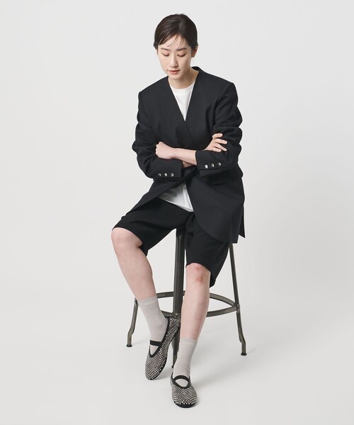 UNITED ARROWS（ユナイテッドアローズ）の「メッシュ ビジュー フラットシューズ（その他シューズ・レディース・ホワイト/ブラック・36h/37/35/35h/36/37h/38）」の7枚目の写真